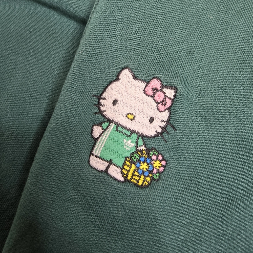 ADIDAS x Hello Kitty forest green embroidered jogger sweatpants unisex S - Picture 5 of 17